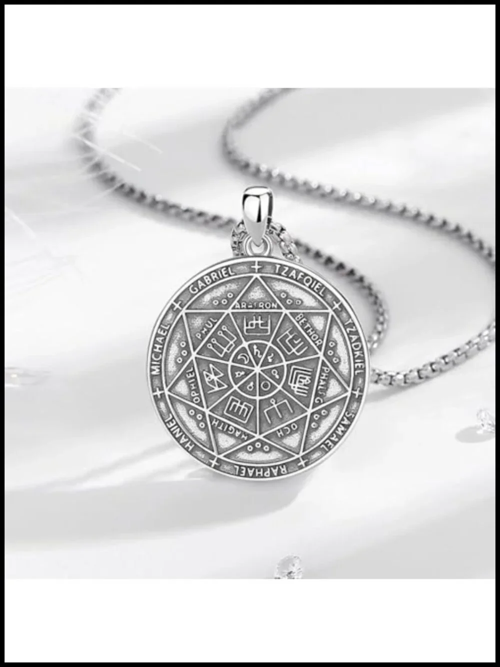 925 Sterling Silver Seven Archangels Catholic Pendant Necklace Religious Gift
